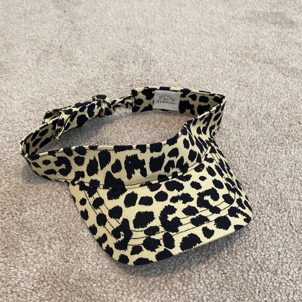 Loeffler Randall Leopard Print Visor in Black and Tan